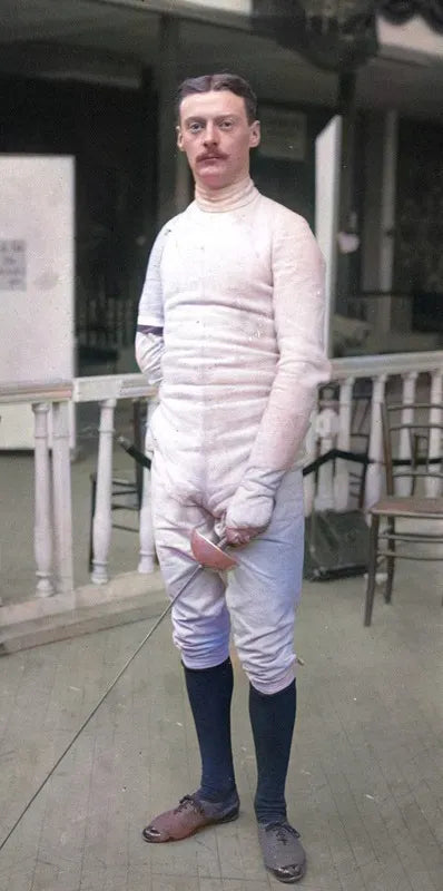 Lucien Gaudin holding an épée